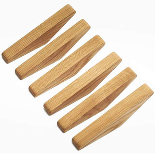 Set of 6 Solid Wood Wall Hooks with Minimalist Scandinavian Design | Woodvera