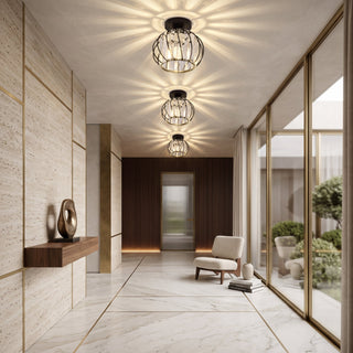 Vintage Glass Cage Flush Mount Ceiling Light Fixture | Brinvora