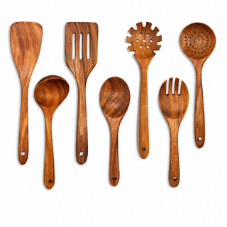 Natural Teak Wood Kitchen Utensil Set – 5, 7 or 10 Pieces | Teakora