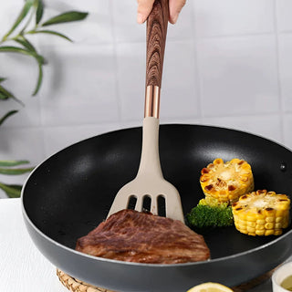 Silicone Kitchen Utensil Set With Wooden Handle Cooking Tools | Harrowyn