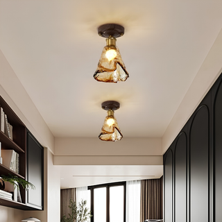 Modern Amber Glass Flush Mount Ceiling Light | Dalton