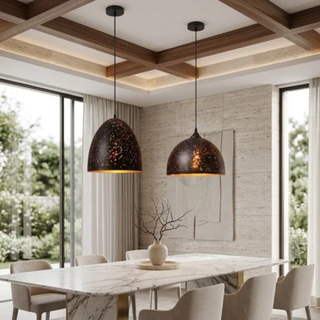 Vintage Perforated Iron Pendant Light Fixture | Orivelle
