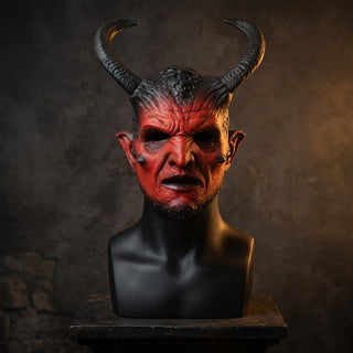 Silicone Devil Mask With Horns Full Face Cosplay Halloween Costume | Garland