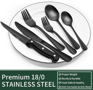 Black Cutlery Set Of 24 Pieces With Dishwasher Safe Stainless Steel | Whitfield