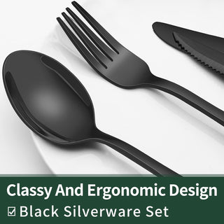 Black Cutlery Set Of 24 Pieces With Dishwasher Safe Stainless Steel | Whitfield