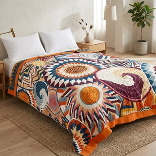 Cotton Jacquard Throw Blanket for Sofa Bed Decor | Riverton