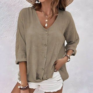 Women’s Blouse | Button Front | V-Neck | Summer