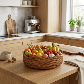 Handwoven Natural Rattan Storage Basket Kitchen Home | Ashbury