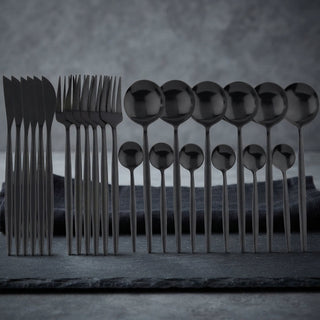 Black Cutlery Set Of 24 Pieces With Dishwasher Safe Stainless Steel | Whitfield
