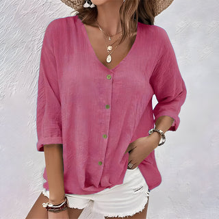 Women’s Blouse | Button Front | V-Neck | Summer