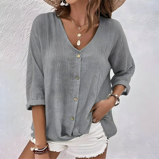 Women’s Blouse | Button Front | V-Neck | Summer