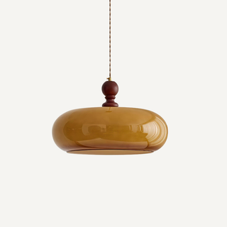 Vintage Amber Glass Adjustable Cord Pendant Light Fixture | Ormirel