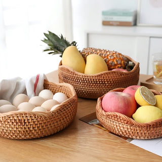 Handwoven Natural Rattan Storage Basket Kitchen Home | Ashbury