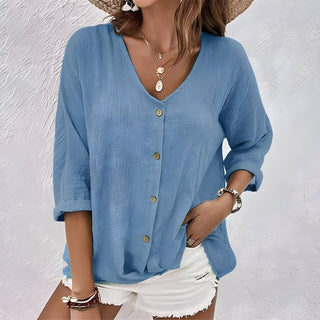 Women’s Blouse | Button Front | V-Neck | Summer