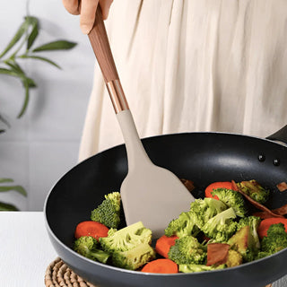 Silicone Kitchen Utensil Set With Wooden Handle Cooking Tools | Harrowyn