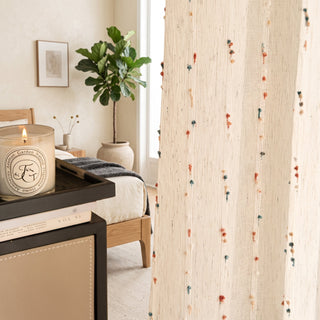Geometric Sheer Window Curtain Panel For Home Interiors | Greenfield