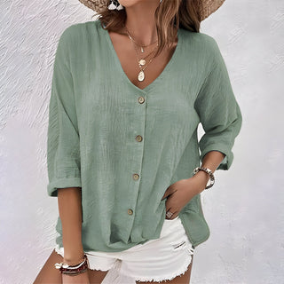 Women’s Blouse | Button Front | V-Neck | Summer