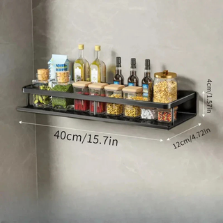Kitchen Wall Shelf With Utensil Hooks And Space-Saving Aluminum Design | Ramsey