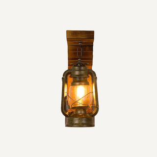 Vintage Rustic Hanging Lantern Wooden Wall Sconce Light Fixture | Corvenza