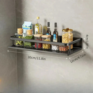 Kitchen Wall Shelf With Utensil Hooks And Space-Saving Aluminum Design | Ramsey