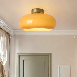 Bauhaus Amber Glass Semi Flush Ceiling Light | Aurevon