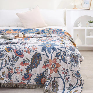 Floral Fringed Multi Purpose Sofa Throw Blanket | Ashbury