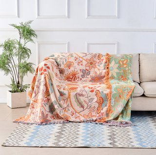 Floral Jacquard Fringed Multi Purpose Throw Blanket | Thalorin