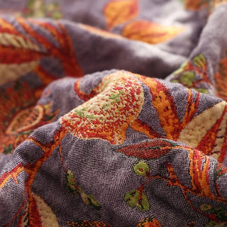 Boho Floral Cotton Jacquard Throw Blanket | Harrison