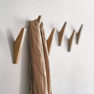 Set of 6 Solid Wood Wall Hooks with Minimalist Scandinavian Design | Woodvera