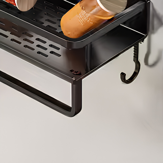 Kitchen Wall Shelf With Utensil Hooks And Space-Saving Aluminum Design | Ramsey