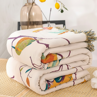 Colorful Bird Pattern Muslin Throw Blanket | Avenlora