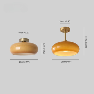 Bauhaus Amber Glass Semi Flush Ceiling Light | Aurevon