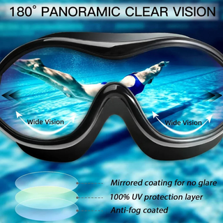 Wide View Swim Goggles With Anti Fog Coating And Adjustable Silicone Strap | Stanton
